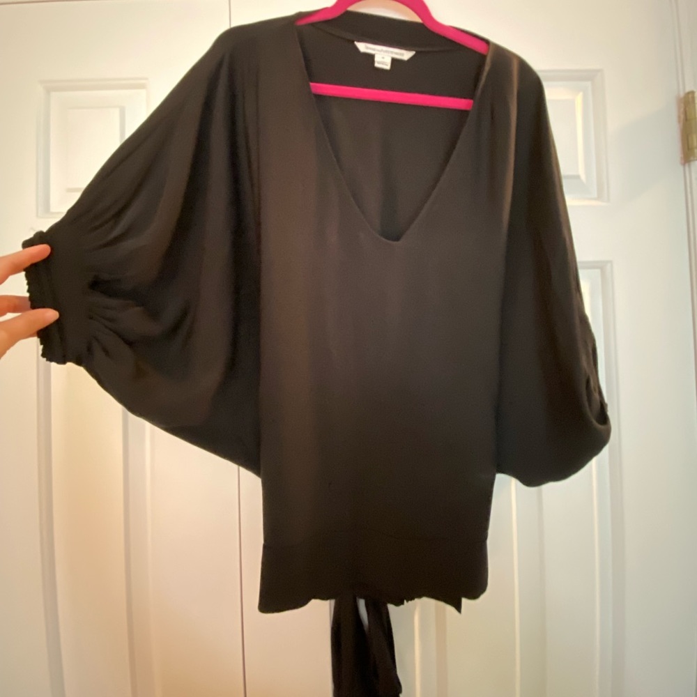 DVF black silk blouse